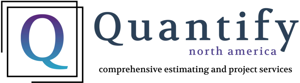Quantify North America logo with gradient Q emblem and tagline comprehensive estimating and project services